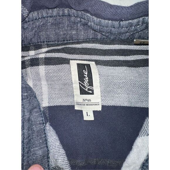 Howe No 65 Creative Workforce Men’s Size L Dark Blue Gray‎ Button Up Plaid Shirt - Picture 2 of 5